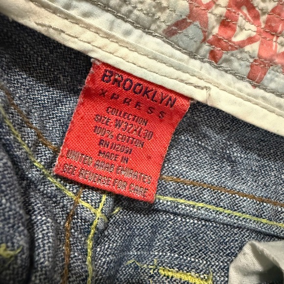 Vintage Brooklyn Xpress Men's‎ Y2K 32x30 Patchwork Wide Leg Jeans Distressed - Picture 6 of 6